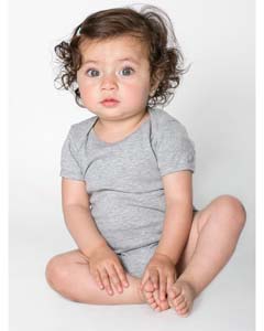 American Apparel 4001 Baby Rib Short-Sleeve One-Piece - HEATHER GREY