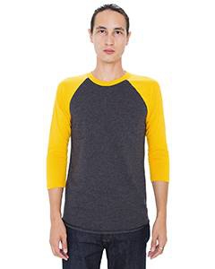 American Apparel BB453W Unisex Poly-Cotton 3/4-Sleeve Raglan T-Shirt