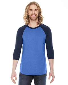 American Apparel BB453W Unisex Poly-Cotton 3/4-Sleeve Raglan T-Shirt