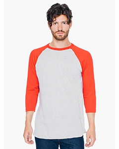 American Apparel BB453W Unisex Poly-Cotton 3/4-Sleeve Raglan T-Shirt