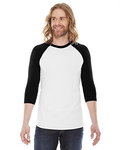 American Apparel BB453W Unisex Poly-Cotton 3/4-Sleeve Raglan T-Shirt