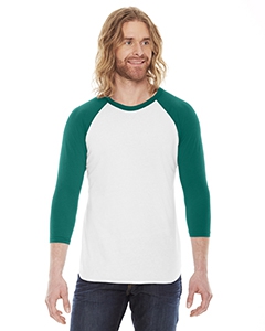 American Apparel BB453W Unisex Poly-Cotton 3/4-Sleeve Raglan T-Shirt