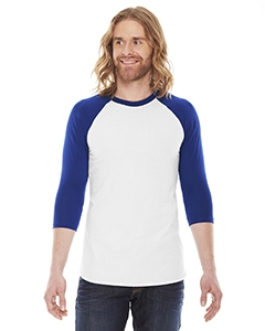 American Apparel BB453W Unisex Poly-Cotton 3/4-Sleeve Raglan T-Shirt