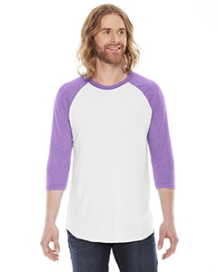 American Apparel BB453W Unisex Poly-Cotton 3/4-Sleeve Raglan T-Shirt