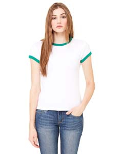 Bella + Canvas 1007 Ladies&#39; Stretch Rib Short-Sleeve Ringer T-Shirt
