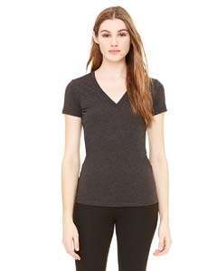 Bella + Canvas 8435 Ladies&#39; Triblend Short-Sleeve Deep V-Neck T-Shirt - CHAR