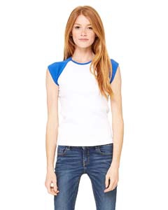 Bella + Canvas B2020 Ladies&#39; Stretch Rib Cap-Sleeve Contrast Raglan T-Shirt