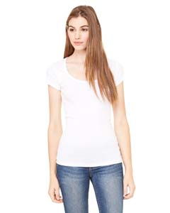 Bella + Canvas B8703 Ladies&#39; Sheer Mini Rib Short-Sleeve Scoop Neck T-Shirt
