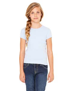 Bella + Canvas B9001 Girls&#39; Stretch Rib Short-Sleeve T-Shirt - BABY BLUE