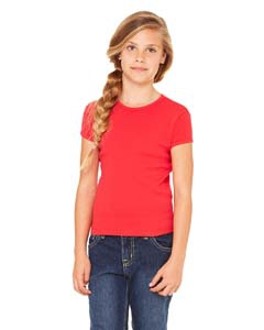 Bella + Canvas B9001 Girls&#39; Stretch Rib Short-Sleeve T-Shirt - RED