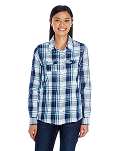 Burnside B5222 Ladies&#39; Long-Sleeve Plaid Pattern Woven Shirt