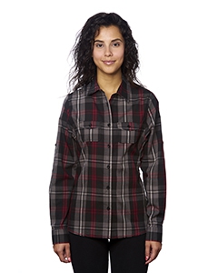 Burnside B5222 Ladies&#39; Long-Sleeve Plaid Pattern Woven Shirt