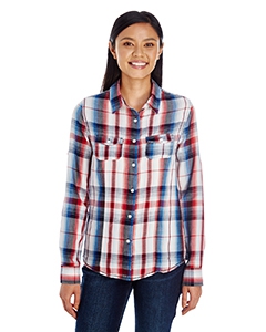 Burnside B5222 Ladies&#39; Long-Sleeve Plaid Pattern Woven Shirt