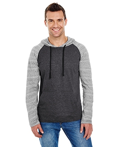 Burnside B8127 Adult Raglan Sleeve Striped Jersey Hooded T-Shirt