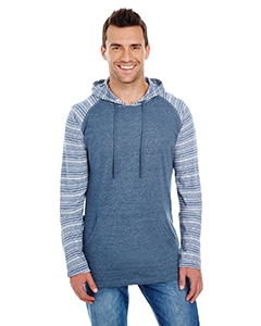 Burnside B8127 Adult Raglan Sleeve Striped Jersey Hooded T-Shirt