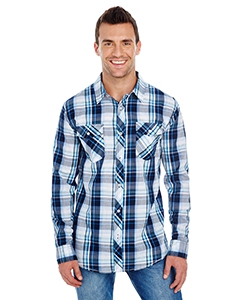 Burnside B8202 Men&#39;s Long-Sleeve Plaid Pattern Woven Shirt