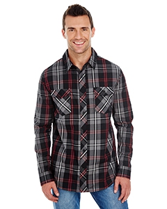 Burnside B8202 Men&#39;s Long-Sleeve Plaid Pattern Woven Shirt