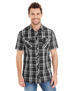 Burnside B9202 Men&#39;s Short-Sleeve Plaid Pattern Woven Shirt