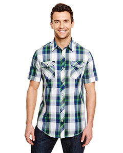 Burnside B9202 Men&#39;s Short-Sleeve Plaid Pattern Woven Shirt