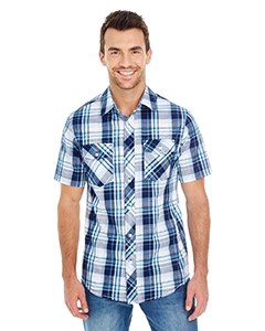 Burnside B9202 Men&#39;s Short-Sleeve Plaid Pattern Woven Shirt