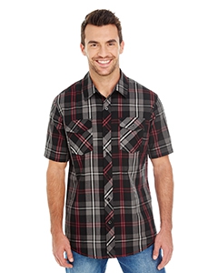 Burnside B9202 Men&#39;s Short-Sleeve Plaid Pattern Woven Shirt