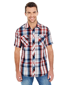 Burnside B9202 Men&#39;s Short-Sleeve Plaid Pattern Woven Shirt