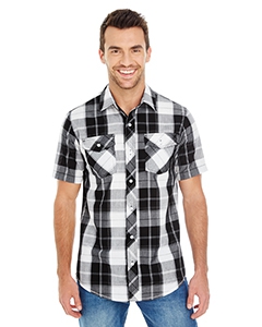 Burnside B9202 Men&#39;s Short-Sleeve Plaid Pattern Woven Shirt