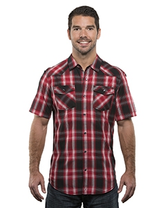 Burnside B9206 Men&#39;s Plaid Pattern Western Woven