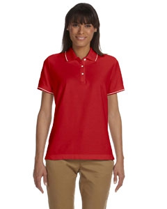 Devon & Jones D113W Ladies&#39; Pima Piqu&#233; Short-Sleeve Tipped Polo