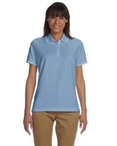 Devon & Jones D113W Ladies&#39; Pima Piqu&#233; Short-Sleeve Tipped Polo