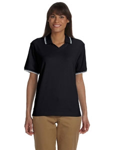 Devon & Jones D140W Ladies&#39; Tipped Perfect Pima Interlock Polo