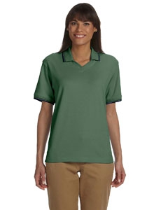 Devon & Jones D140W Ladies&#39; Tipped Perfect Pima Interlock Polo