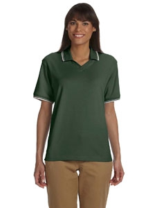 Devon & Jones D140W Ladies&#39; Tipped Perfect Pima Interlock Polo