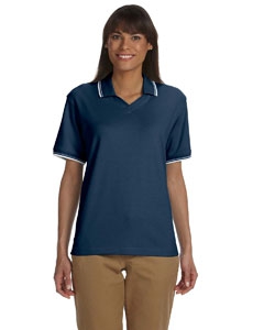 Devon & Jones D140W Ladies&#39; Tipped Perfect Pima Interlock Polo