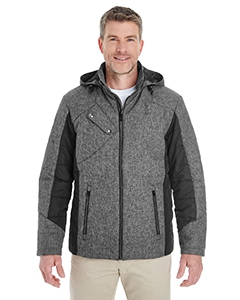 Devon & Jones DG710 Men&#39;s Midtown Insulated Fabric-Block Jacket with Crosshatch M&#233;lange