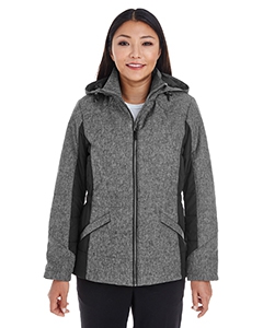 Devon & Jones DG710W Ladies&#39; Midtown Insulated Fabric-Block Jacket with Crosshatch M&#233;lange