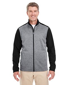 Devon & Jones DG796 Men&#39;s Newbury Colorblock M&#233;lange Fleece Full-Zip