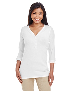 Devon & Jones DP186W Ladies&#39; Perfect Fit  Y-Placket Convertible Sleeve Knit Top