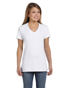 Hanes S04V Ladies&#39; 4.5 oz., 100% Ringspun Cotton nano-T&#174; V-Neck T-Shirt