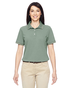 Harriton M270W Ladies&#39; 5.6 oz. Tipped Easy Blend Polo