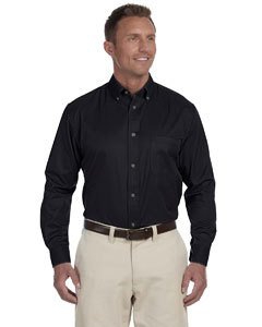 Harriton M500 Men&#39;s Easy Blend Long-Sleeve Twill Shirt with Stain-Release