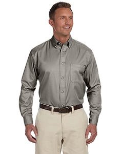 Harriton M500 Men&#39;s Easy Blend Long-Sleeve Twill Shirt with Stain-Release