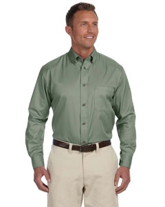 Harriton M500 Men&#39;s Easy Blend Long-Sleeve Twill Shirt with Stain-Release