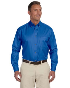 Harriton M500 Men&#39;s Easy Blend Long-Sleeve Twill Shirt with Stain-Release