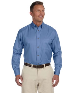 Harriton M500 Men&#39;s Easy Blend Long-Sleeve Twill Shirt with Stain-Release