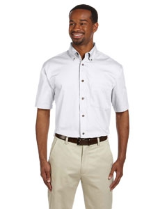 Harriton M500S Men&#39;s Easy Blend Short-Sleeve Twill Shirt with Stain-Release