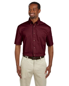 Harriton M500S Men&#39;s Easy Blend Short-Sleeve Twill Shirt with Stain-Release