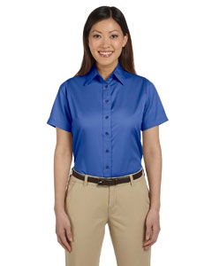 Harriton M500SW Ladies&#39; Easy Blend Short-Sleeve Twill Shirt with Stain-Release