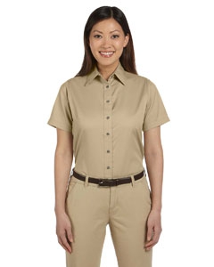 Harriton M500SW Ladies&#39; Easy Blend Short-Sleeve Twill Shirt with Stain-Release