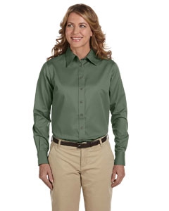 Harriton M500W Ladies&#39; Easy Blend Long-Sleeve Twill Shirt with Stain-Release